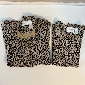 Liz 2pc Animal Print set Button up cardigan & Sleeveless Tee Women’s S Cotton
